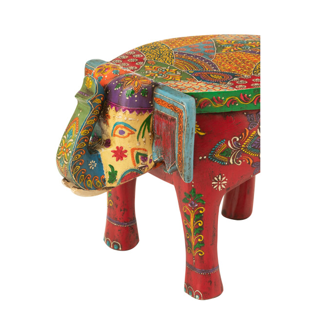 J-Line Stool elephant delhi mango wood mix 50575 large