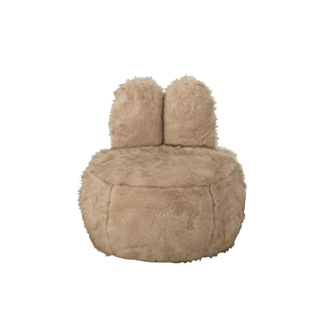 J-Line Stool fur with bunny ears wood taupe 55960 large