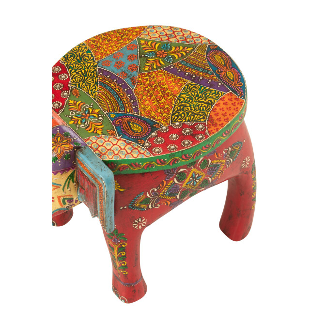 J-Line Stool elephant delhi mango wood mix 50575 large