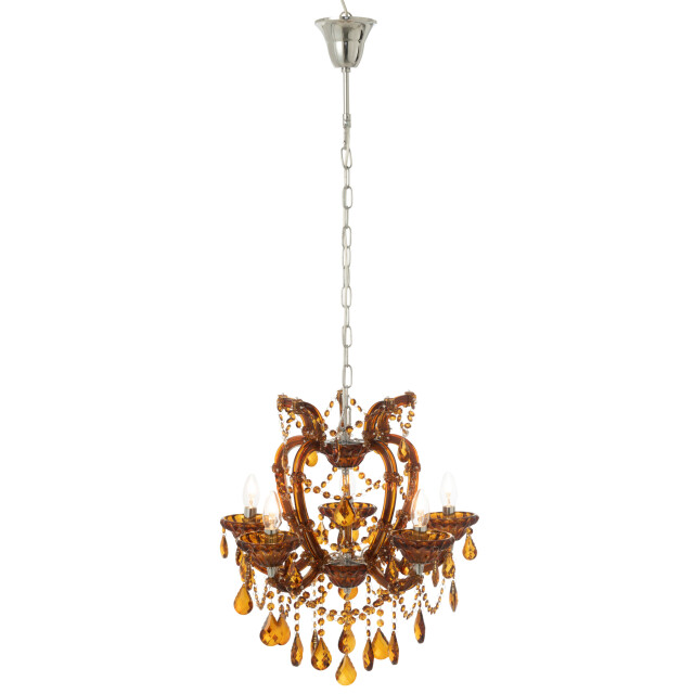 J-Line Ceiling lamp chandelier antique glass brown 59097 large