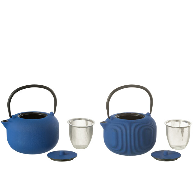 J-Line Box of 1 tea pot metal dark blue assortment 2 52801 large