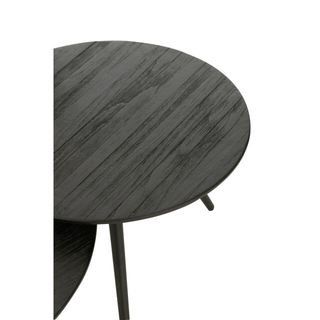 J-Line Set of 4 tables round recycle teak black 40783 large