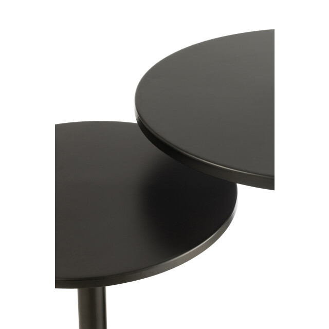 J-Line Set of 2 side tables round metal black 46275 large
