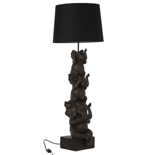 J-Line Lamp 3 elephants polyresin brown 90517 large