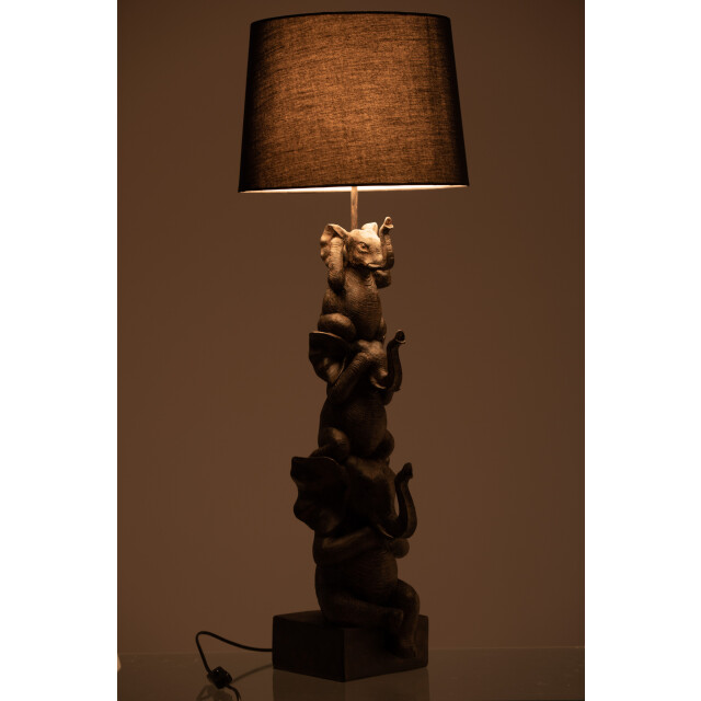 J-Line Lamp 3 elephants polyresin brown 90517 large