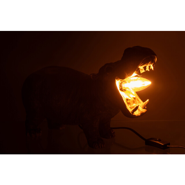 J-Line Table lamp hippopotamus resin gold colored 59255 large