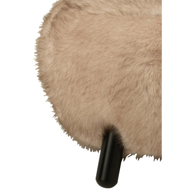 J-Line Stool fur with wooden legs wood taupe 55959 large
