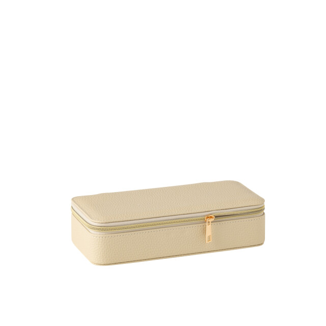 J-Line Jewellery box rectangle+mirror artificial leather beige 46543 large