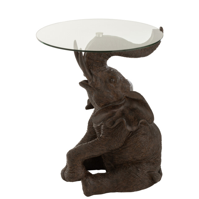 J-Line Table elephant poly/glass dark brown 21530 large