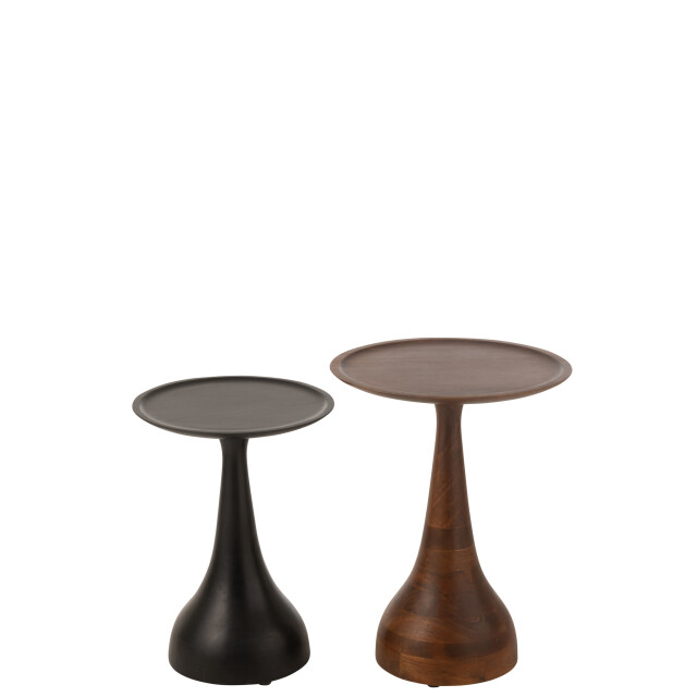 J-Line Set of 2 side tables paro mango wood brown/black 46008 large