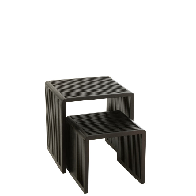 J-Line Set of 2 coffee tables cubic recycle teak black 40788 large