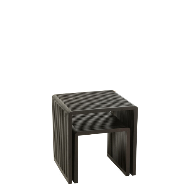J-Line Set of 2 coffee tables cubic recycle teak black 40788 large