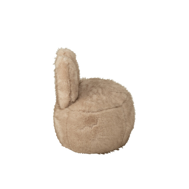 J-Line Stool fur with bunny ears wood taupe 55960 large