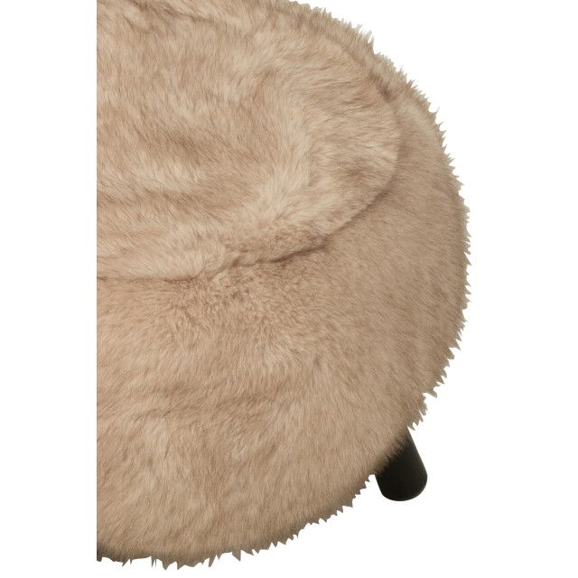 J-Line Stool fur with wooden legs wood taupe 55959 large