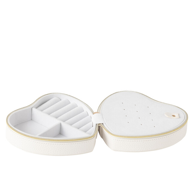 J-Line Jewellery box heart artificial leather white 46536 large