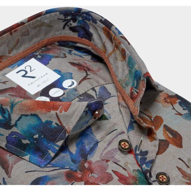 R2 Amsterdam Casual hemd lange mouw flower print on flannel 130.wsp.102/073 192162 large