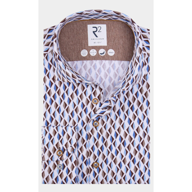 R2 Amsterdam Casual hemd lange mouw light blue retro print 130.wsp.029/045 192160 large
