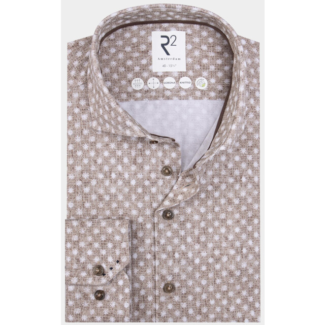 R2 Amsterdam Casual hemd lange mouw white flowers on knitte 130.wsp.007/045 192158 large