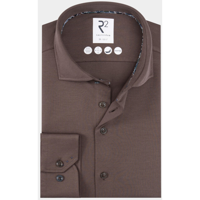 R2 Amsterdam Casual hemd lange mouw solid dobby knitted 130.wsp.004/041 192154 large