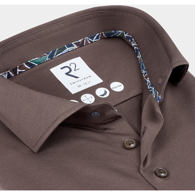 R2 Amsterdam Casual hemd lange mouw solid dobby knitted 130.wsp.004/041 192154 large