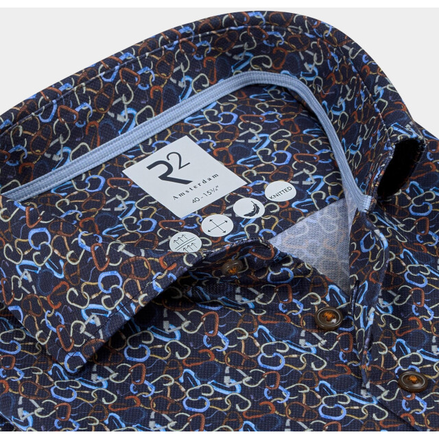 R2 Amsterdam Overhemd extra lange mouw carabiner print on knitted 130.wsp.xls.002/010 192163 large