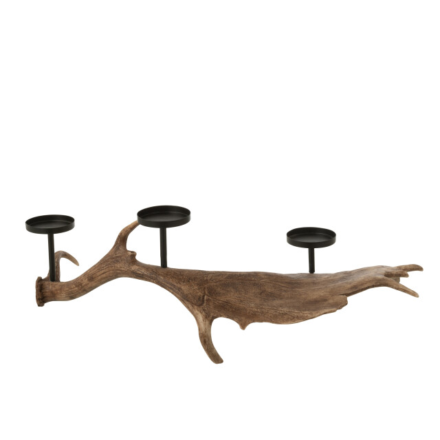 J-Line Candle holder antlers polyresin brown large 57278 large