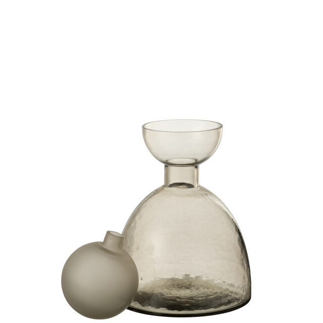 J-Line Vase bottle+cap yara glass greige small 53400 large