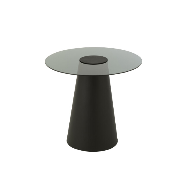 J-Line Side table glass flat cap cone iron black 55858 large