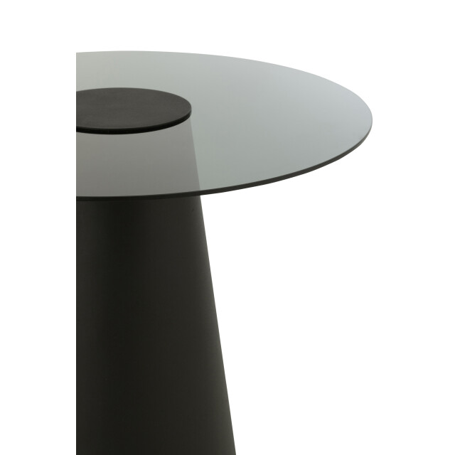 J-Line Side table glass flat cap cone iron black 55858 large