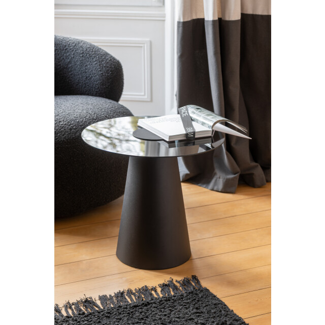 J-Line Side table glass flat cap cone iron black 55858 large