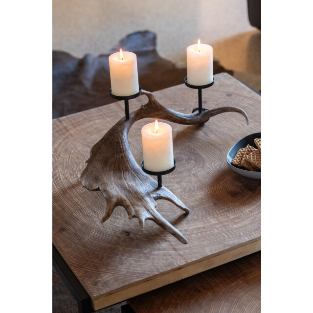 J-Line Candle holder antlers polyresin brown large 57278 large