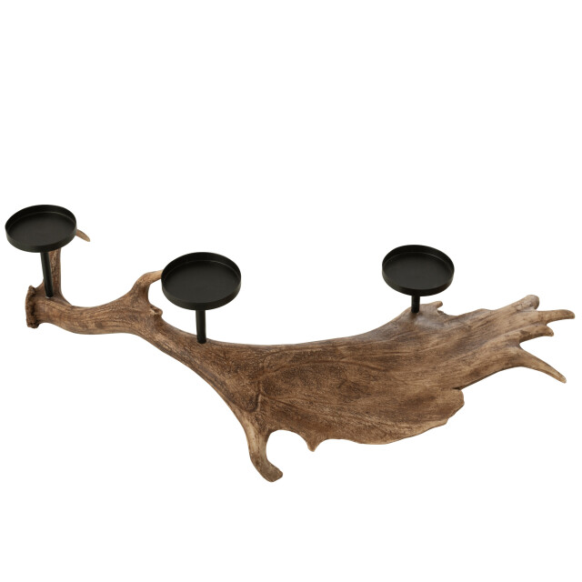 J-Line Candle holder antlers polyresin brown large 57278 large