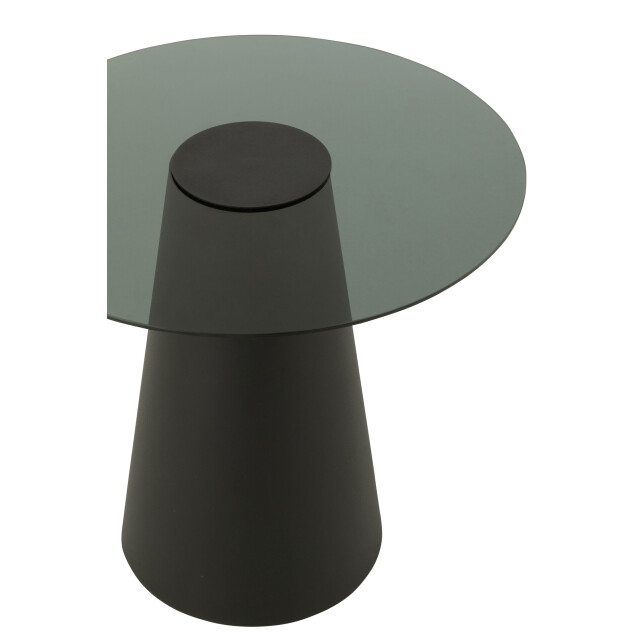 J-Line Side table glass flat cap cone iron black 55858 large