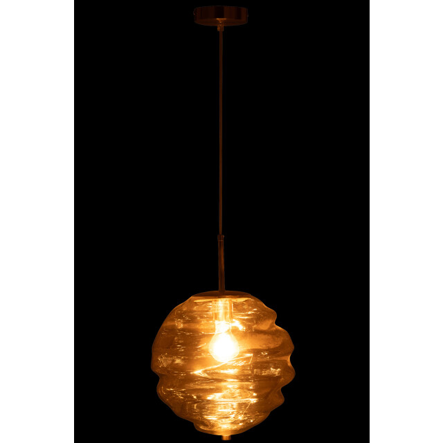 J-Line Hanging lamp honeycomb glass light cognac 49100 large