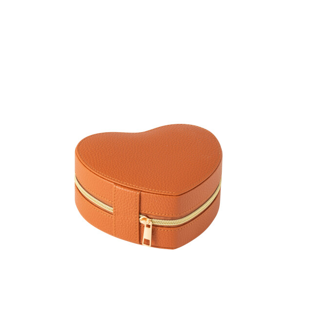 J-Line Jewellery box heart artificial leather cognac 46548 large
