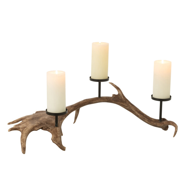 J-Line Candle holder antlers polyresin brown large 57278 large