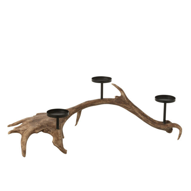 J-Line Candle holder antlers polyresin brown large 57278 large