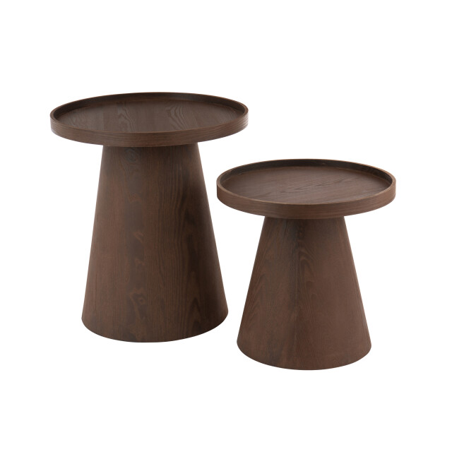 J-Line Set of 2 side table round mdf dark brown 57032 large