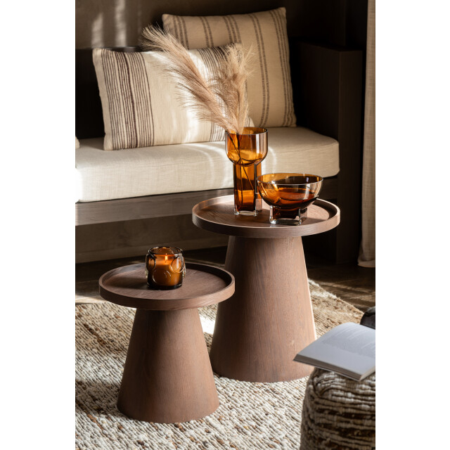 J-Line Set of 2 side table round mdf dark brown 57032 large