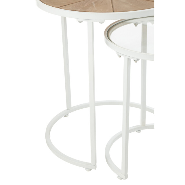 J-Line Set of 2 sidetables lounge metal/wood white/natural 30568 large