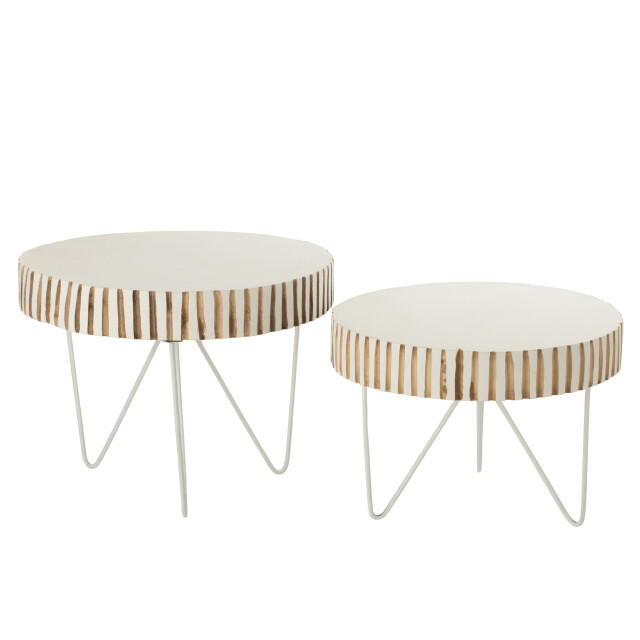 J-Line Set of 2 tables ying wood metal white 31350 large