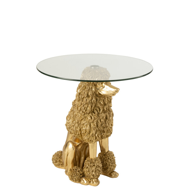 J-Line Side table poodle round polyresin gold colored 55312 large