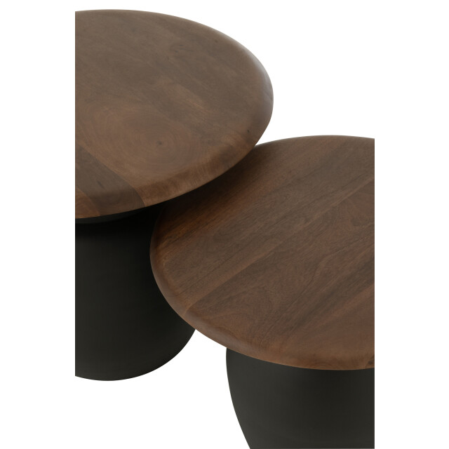 J-Line Set of 2 side table oval iron dark brown 55856 large