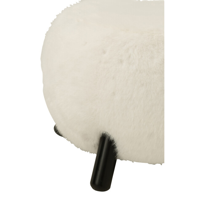 J-Line Stool fur with wooden legs wood white 55954 large
