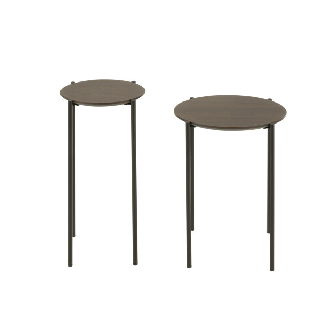 J-Line Set of 2 side tables round mdf/metal dark brown 51067 large