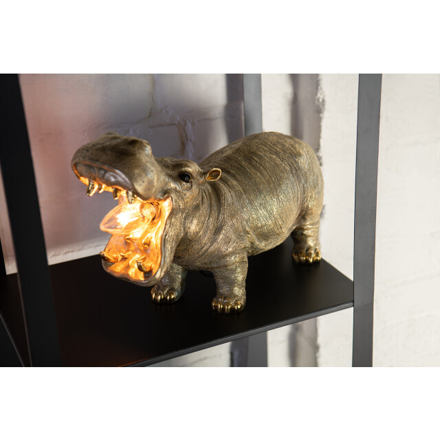 J-Line Table lamp hippopotamus resin gold colored 59255 large