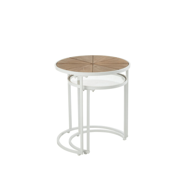 J-Line Set of 2 sidetables lounge metal/wood white/natural 30568 large