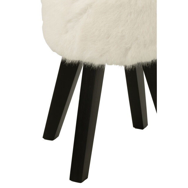 J-Line Stool fur with wooden legs wood white 55953 large