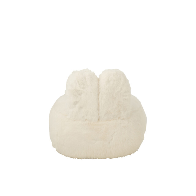 J-Line Stool fur with bunny ears wood white 55955 large