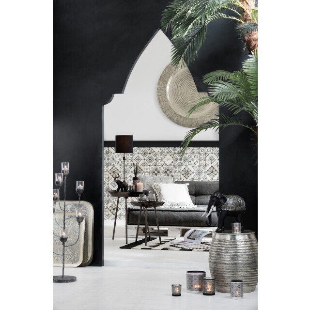 J-Line Set of 3 sidetables tray round metal matte dark grey 8158 large